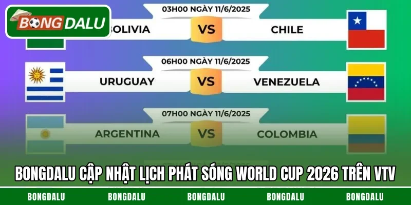 Bongdalu cập nhật lịch phát sóng World Cup 2026 trên VTV